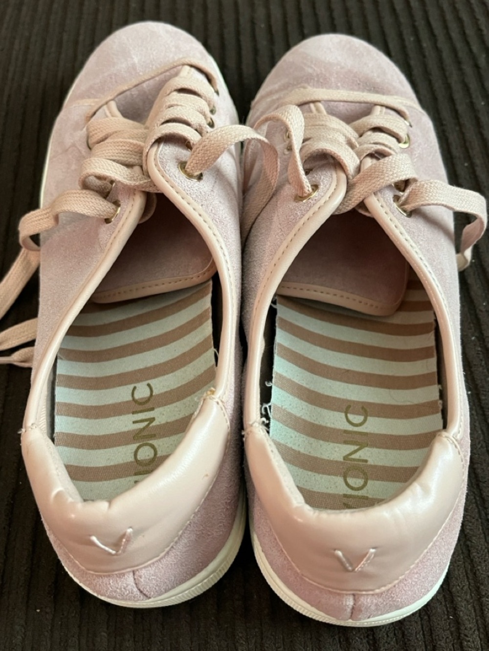 Vionic Women's Brinley Blush Pink Suede Lace-Up Sneakers - Picture 3 of 6